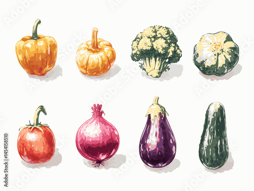 Watercolor Style Vegetables – Vector Clipart