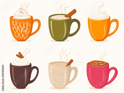 Cozy Autumn Mug Set – Hand Drawn Clipart
