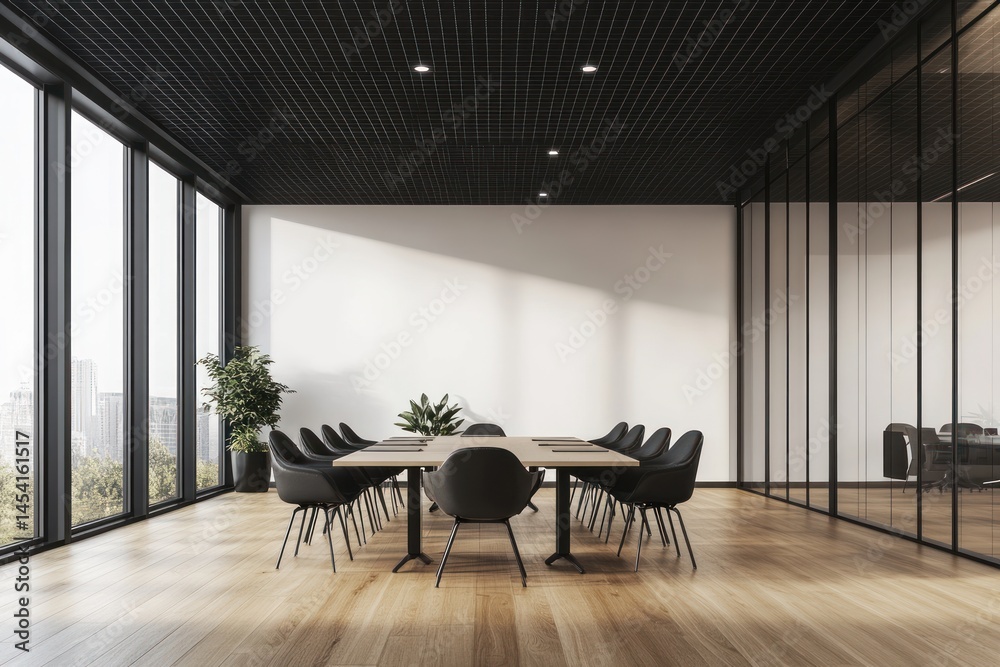 Fototapeta premium Modern conference room with city view (1)