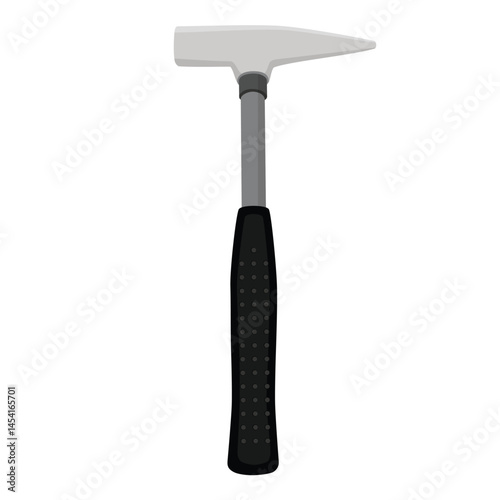Iron hammer with black handle vector icon isolated, working tool