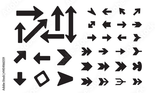  Black arrow vector pack pack icons set isolated on white background.