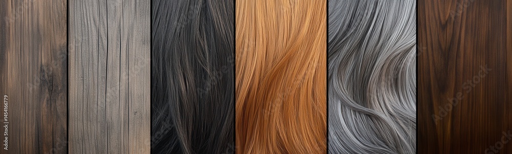 Naklejka premium Six Vertical Wooden Planks with Dark Gray, Black, Brown, and Dark Brown Textures