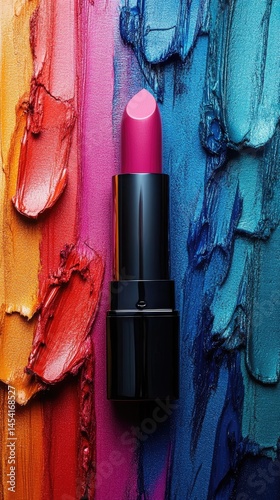 Vibrant Lipstick on Colorful Background