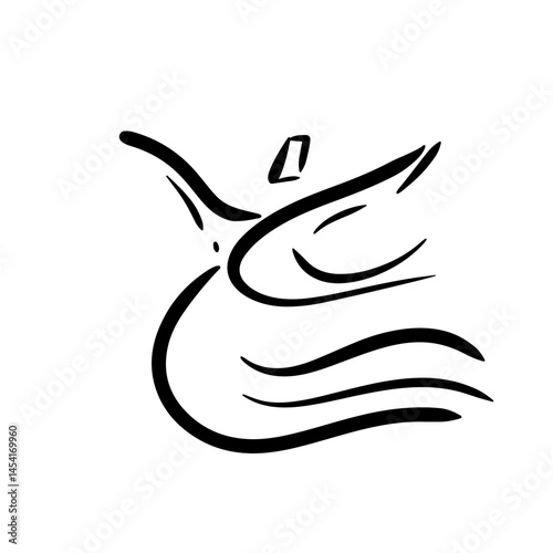 Silhouette of people dancing at sema ceremony. Hand drawn line vector illustration.