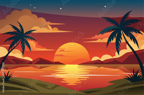 sunset on the sea