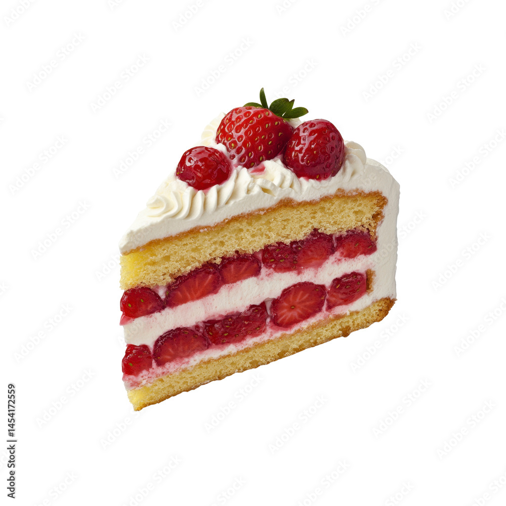 Delicious Slice of Strawberry Shortcake with Whipped Cream Delicious Slice of Strawberry Shortcake with Whipped Cream