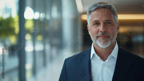 Professional headshot of mature businessman in suit for corporate website or linkedin profile photo shoot