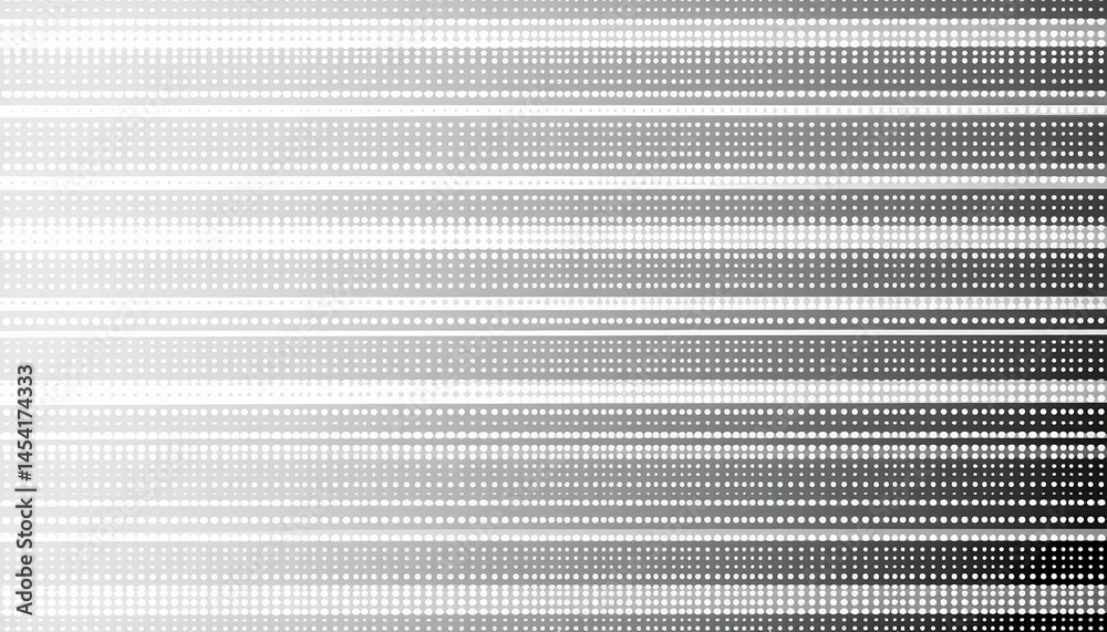 Obraz premium Abstract monochrome dotted gradient vector illustration with seamless horizontal lines and halftone texture, illustration, vintage