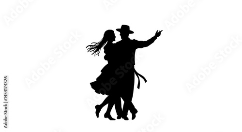 Wallpaper Mural An elegant couple in silhouette, gracefully dancing, creating a timeless and romantic scene filled with movement and emotion. Torontodigital.ca