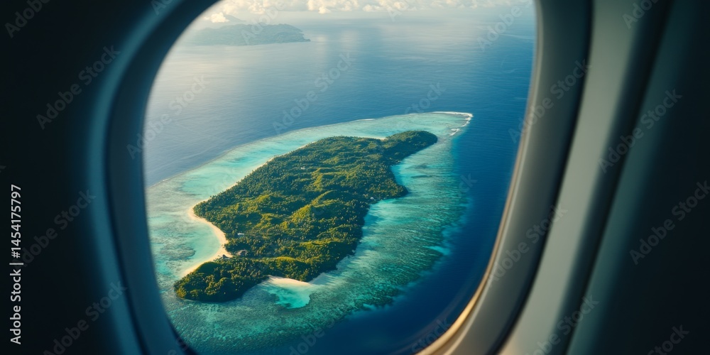 Breathtaking aerial perspective of the Fijian island, showcasing its tropical beauty and idyllic location in the ocean.