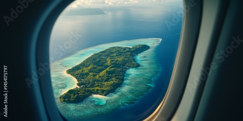 Obraz na płótnie Breathtaking aerial perspective of the Fijian island, showcasing its tropical beauty and idyllic location in the ocean. w salonie