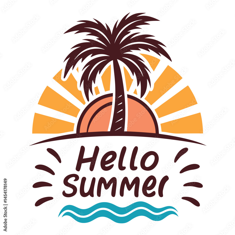 Fototapeta premium Summer vibes vector illustration. 