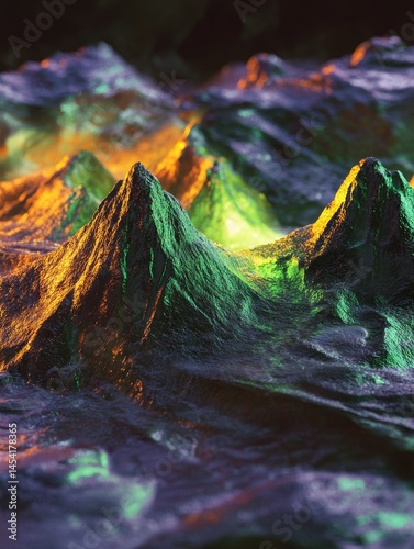 Obraz na płótnie Vividly colored volcanic landscape with glowing effects. w salonie