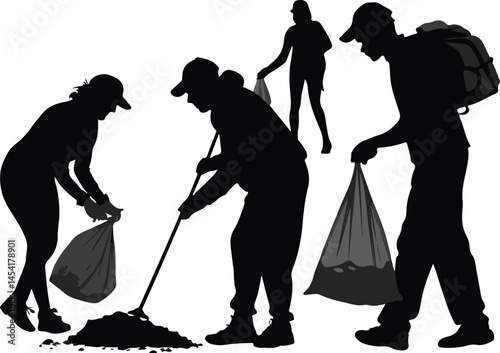 Community Cleanup Silhouette Vector