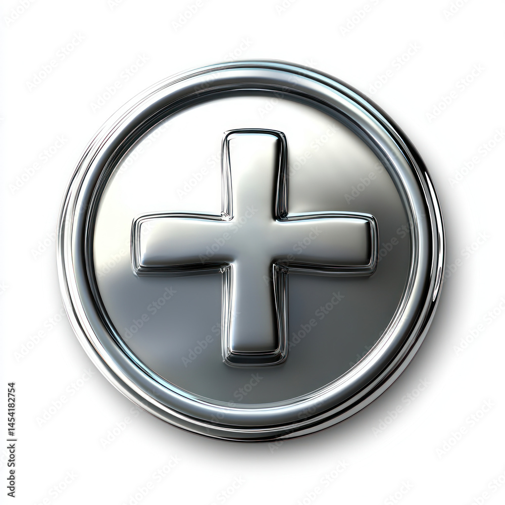 Fototapeta premium cross icon on metal button