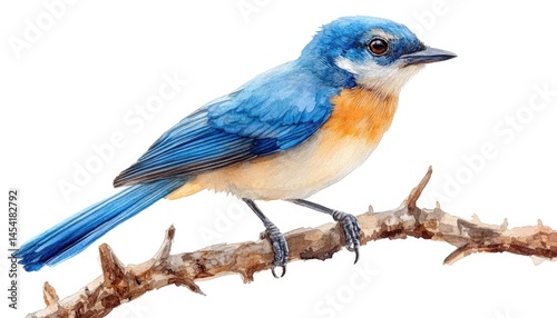 Vibrant blue bird perched on a branch