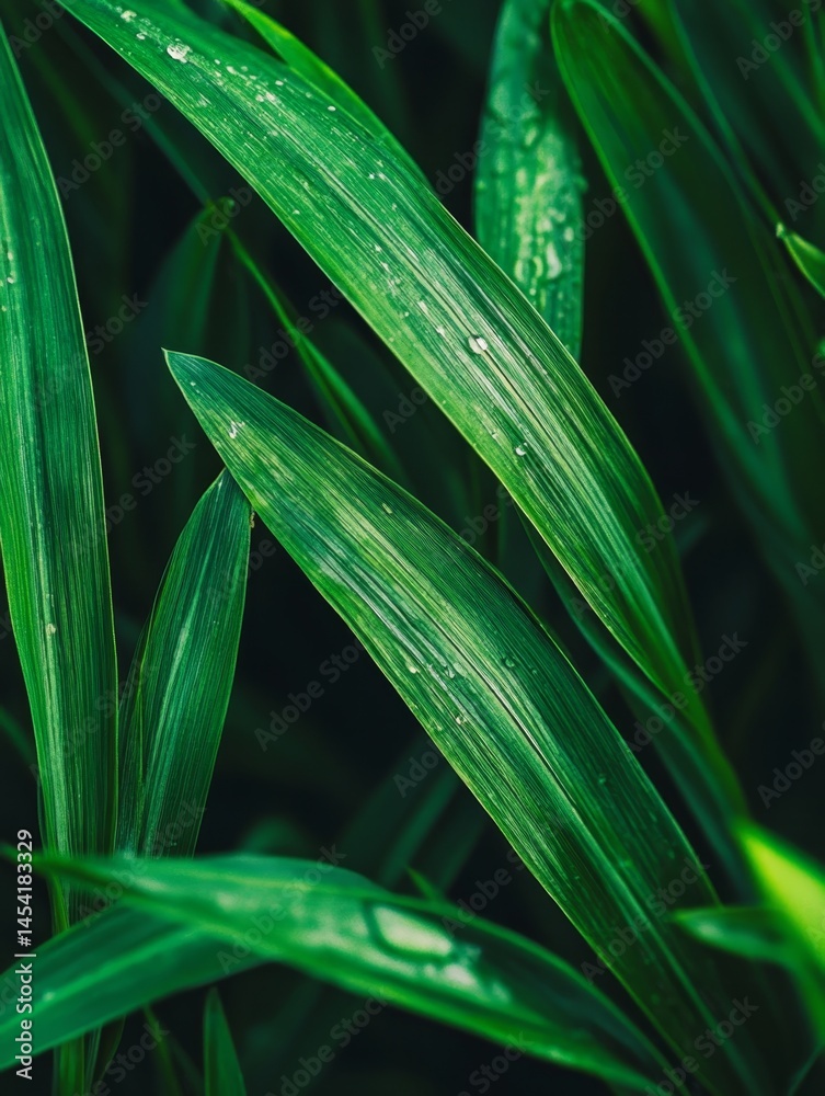 Fine details on green grass in focus, against a blurred background