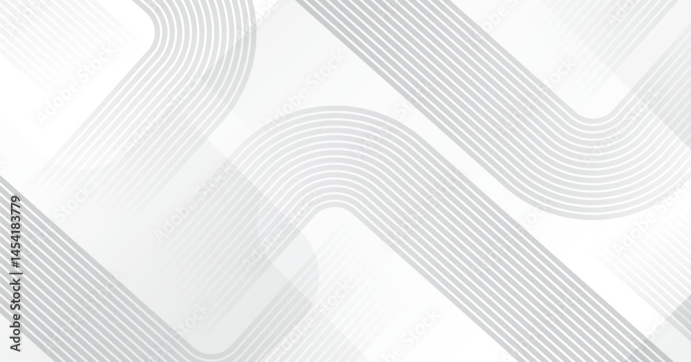 White geometric abstract background overlap layer on bright space with rounded lines effect decoration. Modern graphic design element stripes style concept for web, art, flyer, card, or brochure cover