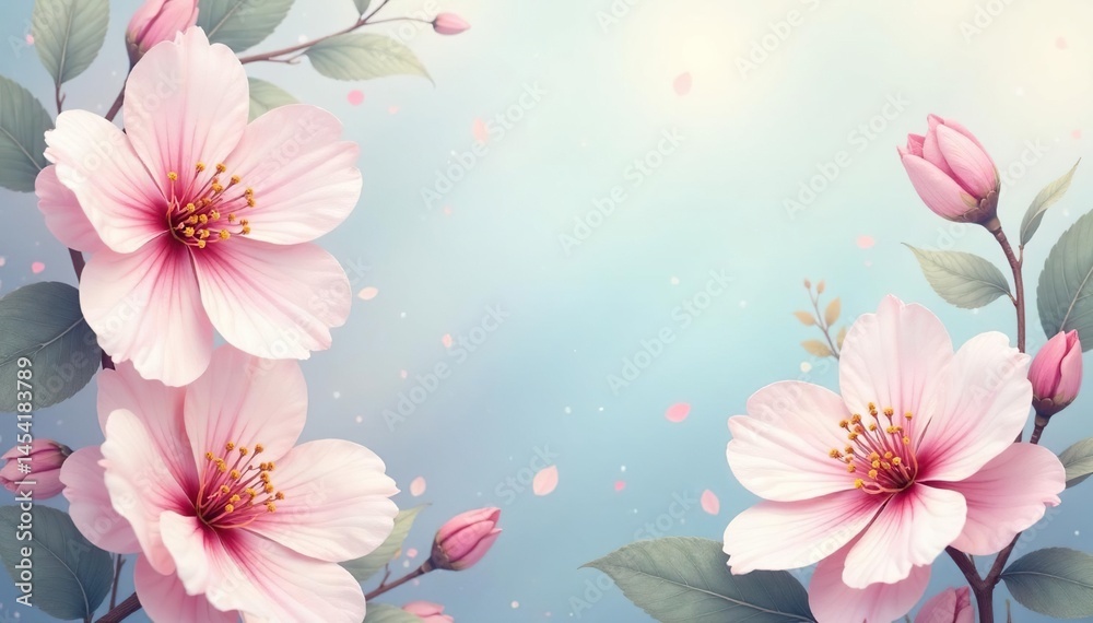 Fototapeta premium Subtle floral motif, soft pastel shades, elegant and calming social media backdrop , bloom, elegant