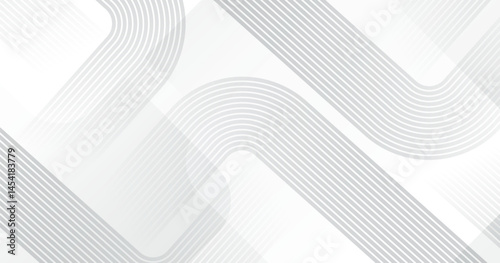 White geometric abstract background overlap layer on bright space with rounded lines effect decoration. Modern graphic design element stripes style concept for web, art, flyer, card, or brochure cover