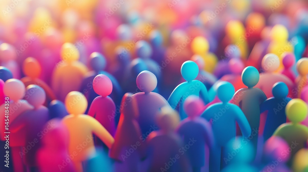 A vibrant and cheerful scene of a diverse group gathered together.