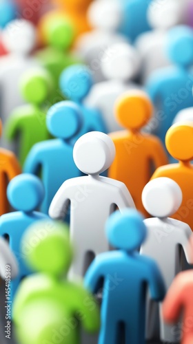Crowd of employee icons, only a few highlighted in color showing selective HR
