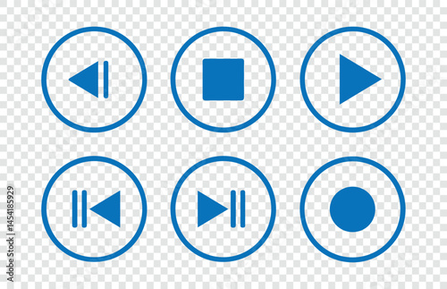 Media player flat icons set. Play video icon collection. Video, audio, player signs isolated. Vector illustration Eps 10