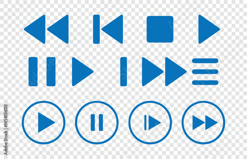 Media player flat icons set. Play video icon collection. Video, audio, player signs isolated. Vector illustration Eps 10