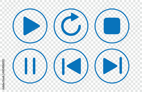 Blue Media player icons vector illustration. Play and pause icon set. player interface icon. play button icon. Vector illustration Eps 10