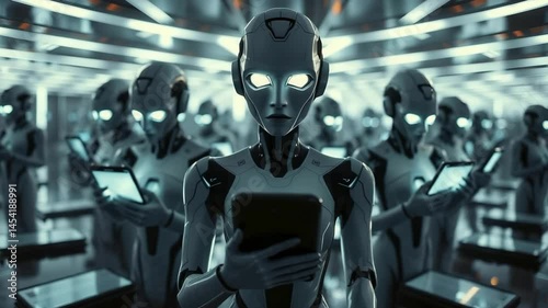 Wallpaper Mural AI robots in futuristic office Torontodigital.ca