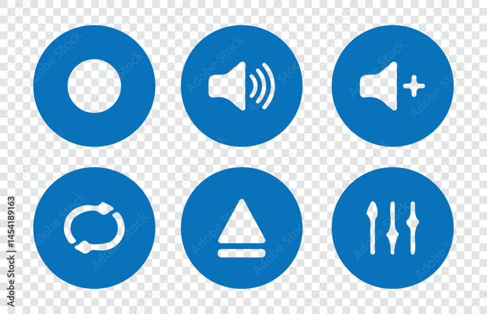 Play icon, stop pause record and next song button. Video play rewind stop buttons, radio playing interface or audio recording sound control isolated icons set. Vector eps 10
Play icon, stop pause record and next song button. Video play rewind stop buttons, radio playing interface or audio recording sound control isolated icons set. Vector eps 10