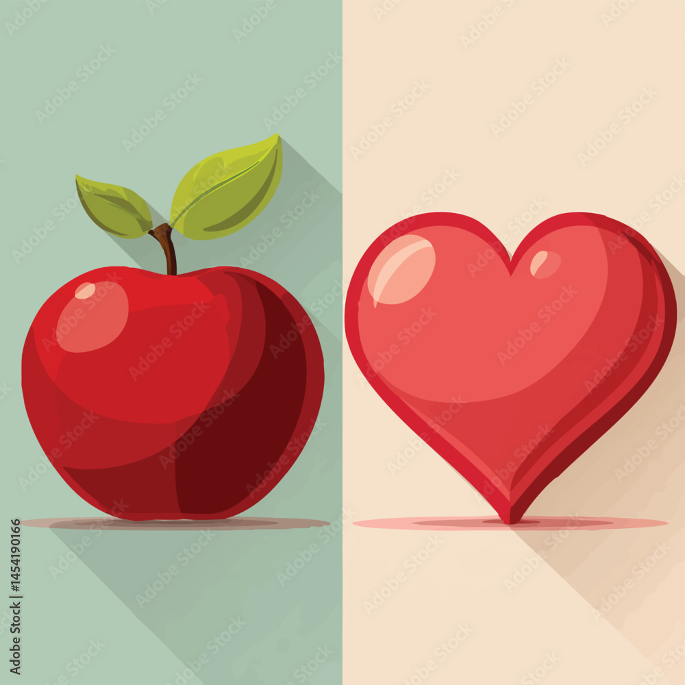 Fototapeta premium Apple and Heart Symbol Harmony