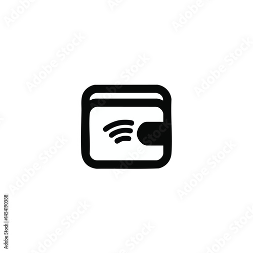 Black wallet icon with contactless payments