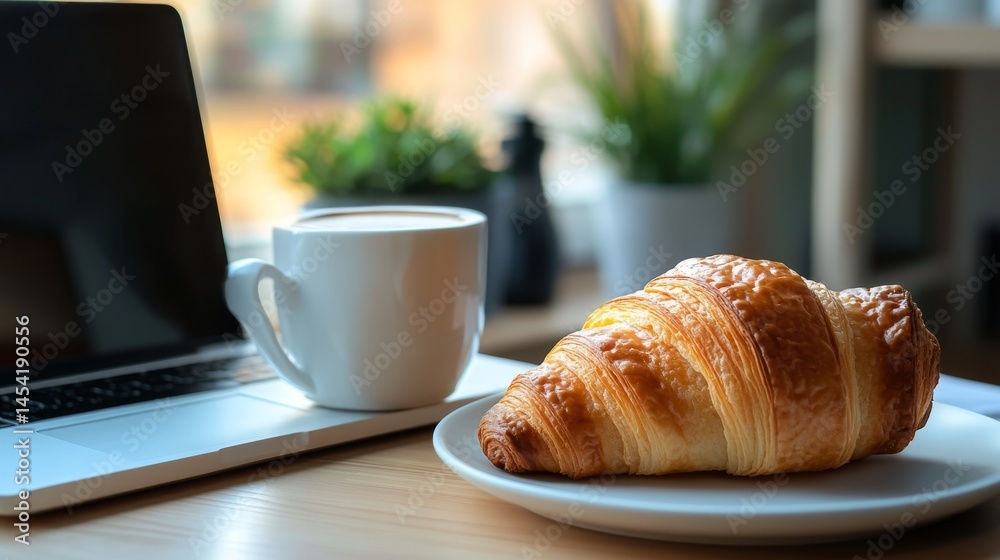 Food and work combine in the modern world of remote working. Enjoy your breakfast while tackling your tasks.