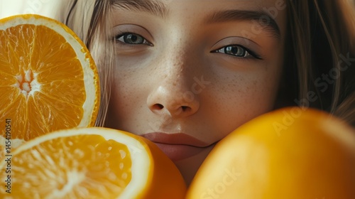 Obraz na płótnie Vivid close-up of fresh oranges, emphasizing their vibrant color and textured skin. w salonie
