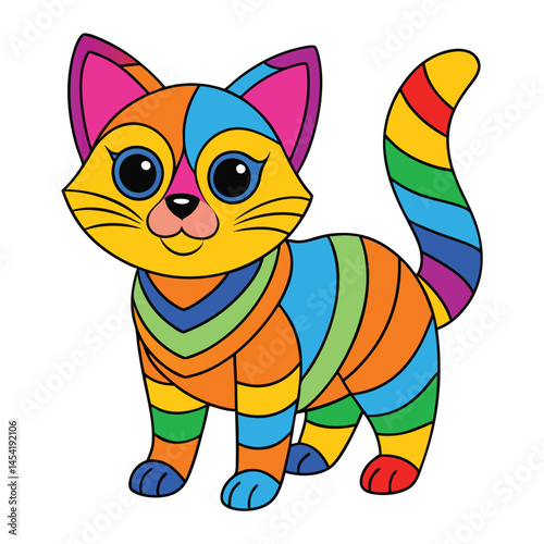 A colorful-cat white-background 
