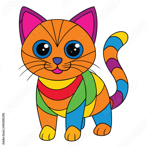 A colorful-cat white-background 