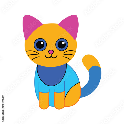A colorful-cat white-background 