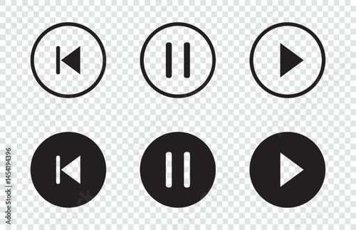 player interface icon. play button icon. Play and pause buttons icon set, ideal for media players. Vector illustration Eps 10