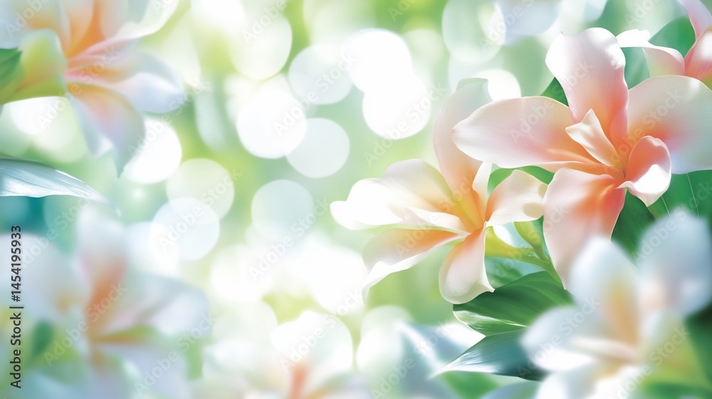 Delicate white and peach flowers with soft bokeh background Delicate white and peach flowers with soft bokeh background