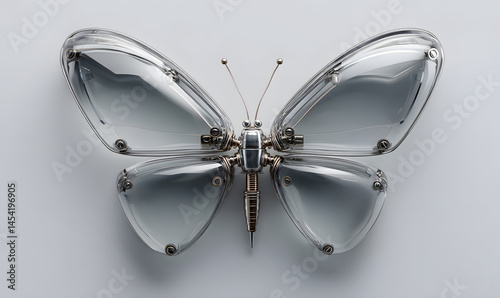 Mechanical butterflies, the combination and crystallization of nature and industry. Concept map, abstract, science fiction, business, advertisement, poster, wallpaper, background, model, 3d