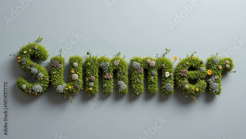 Summer letters with plants: a bright and original image of the word 