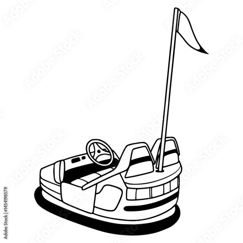 bumper car with flag vector illustration