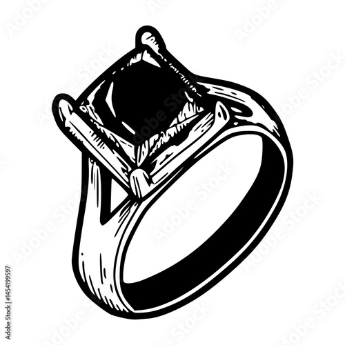 luxury accessory : square diamond ring vector art