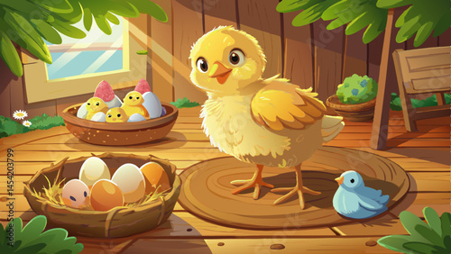 This image isn't just about a chick — it’s about a commitment to the land and its creatures.
Organic farming means nurturing without harming, feeding without forcing.
The chick, the nest, the eggs — t