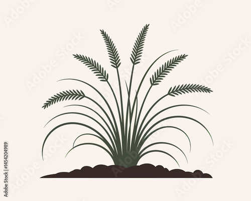 Wheat Plant Growing Isolated Vector Illustration Agricultural Scene