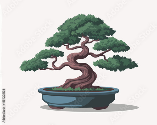 Pixel Art Bonsai Tree Detailed Miniature Garden Illustration