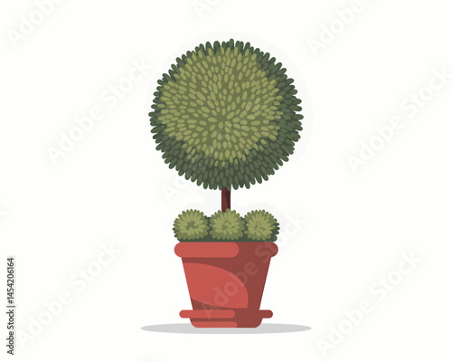 Elegant Topiary Tree in Pot Decorative Garden Illustration