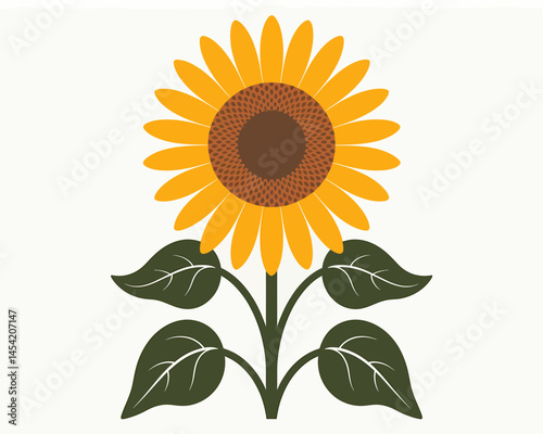 Sunflower Illustration Vibrant Yellow Flower Isolated on White Background