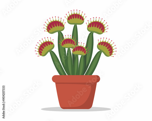 Collection of Cartoon Venus Flytraps in a Pot